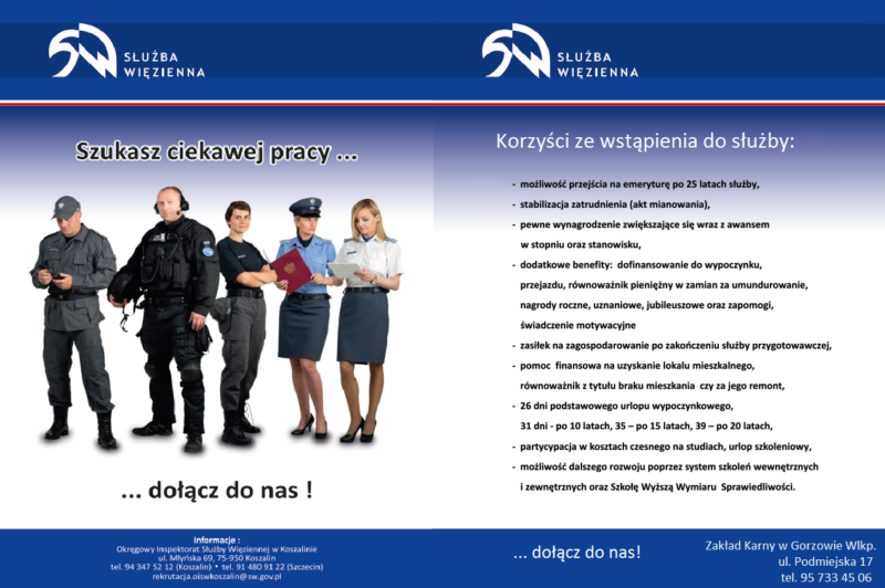 Plakat informacyjny dot. rekrutacji do Służby Więziennej