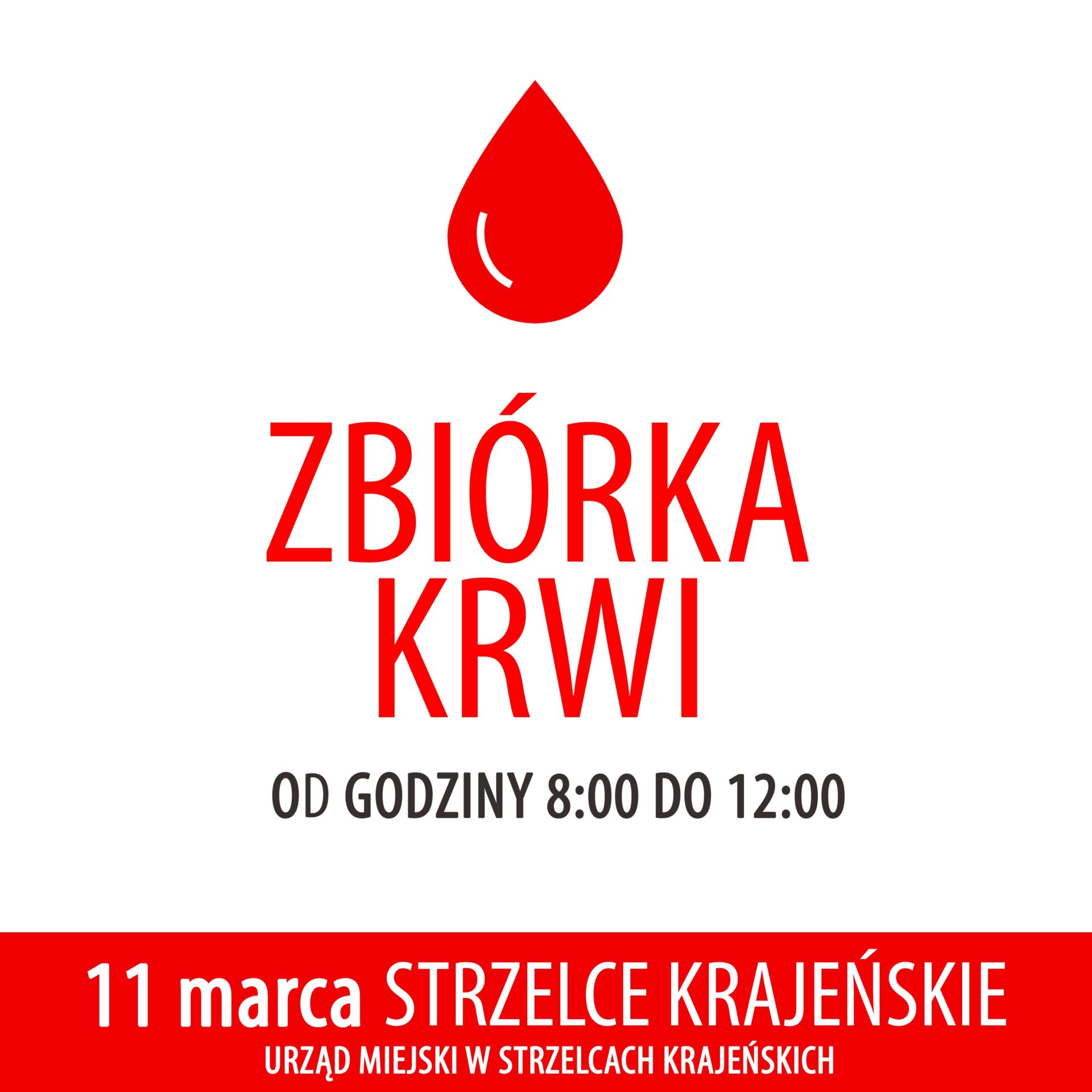 Napis: Zbiórki krwi w 2025 roku