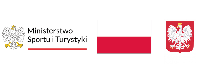 Grafika przedstawia: godło RP, flagę RP, logo Ministerstwa Sportu i Turystyki
